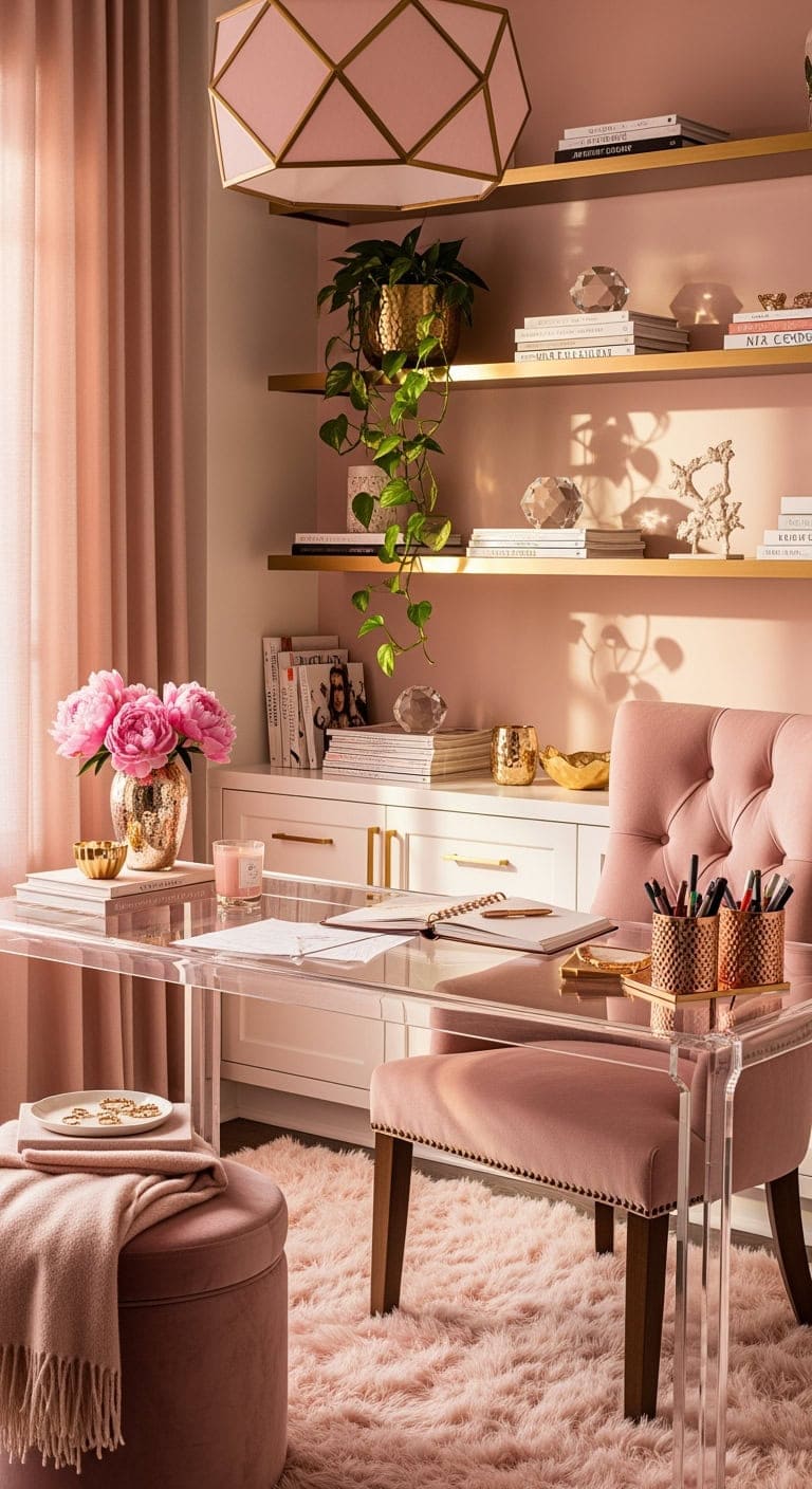 blush pink glamorous office
