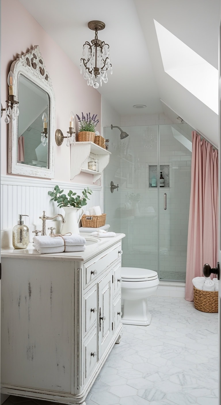 blush pink shabby chic attic