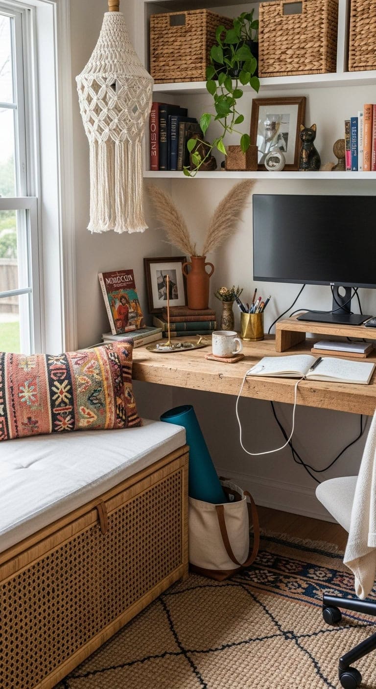 bohemian bench with hidden storage