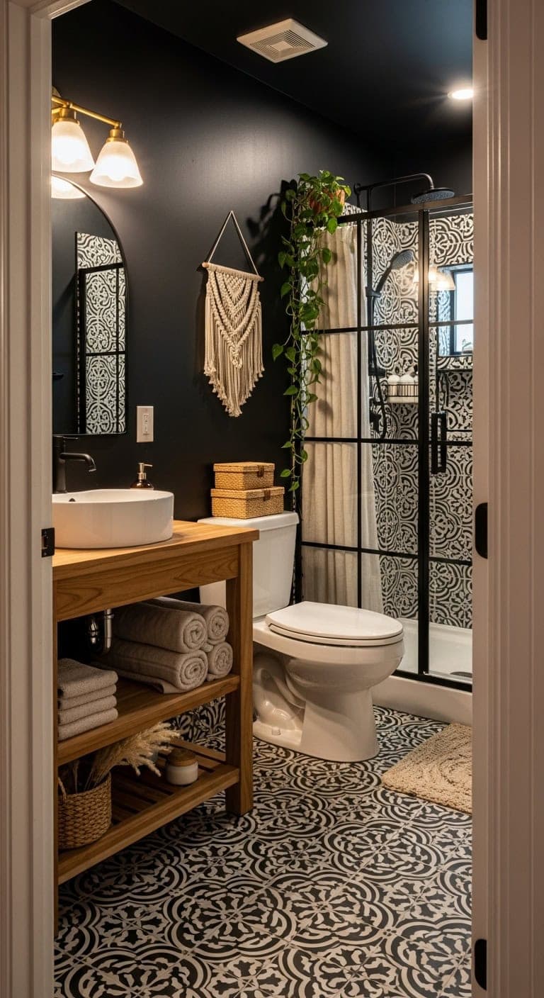 bohemian black patterned sanctuary