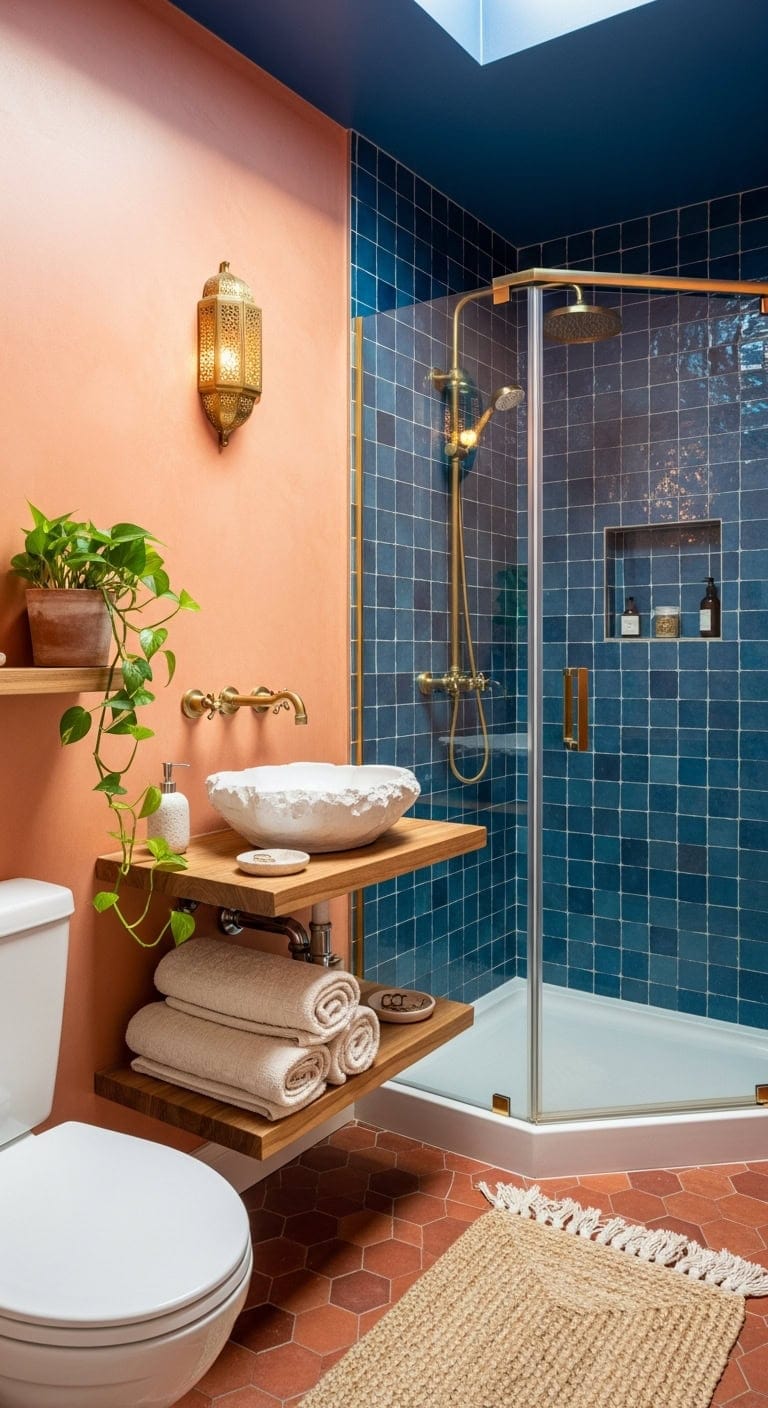 bohemian moroccan tile shower