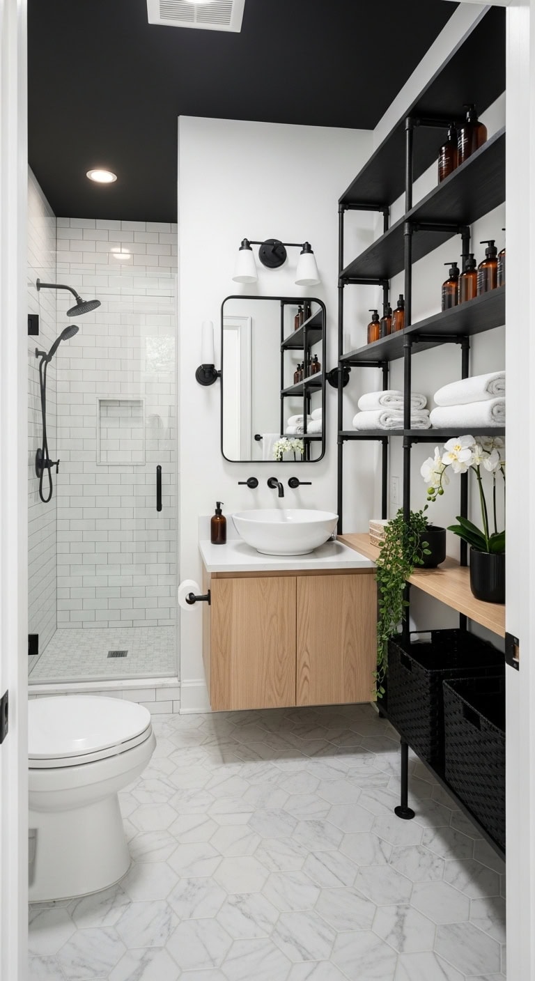 bold black shelving focus