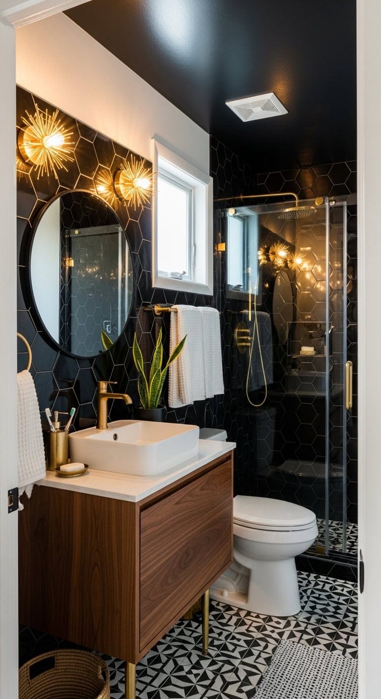 bold glossy black drama