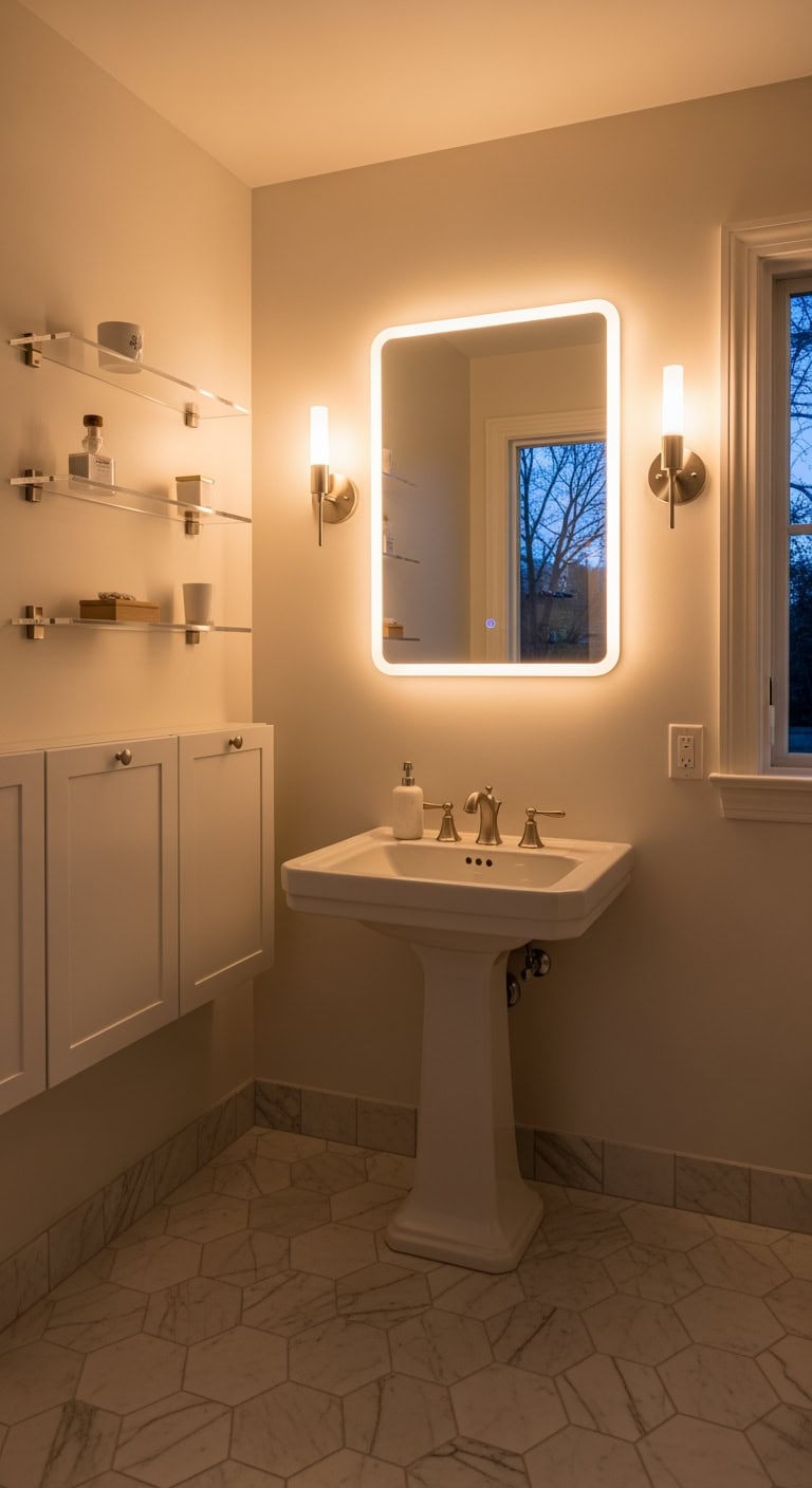 bright space saving bathroom lighting
