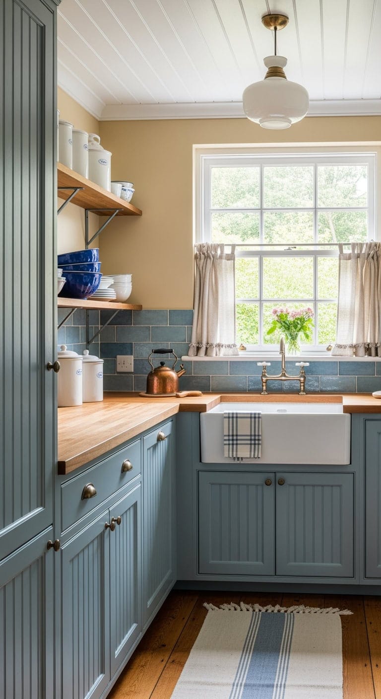 buttercream and dusty blue