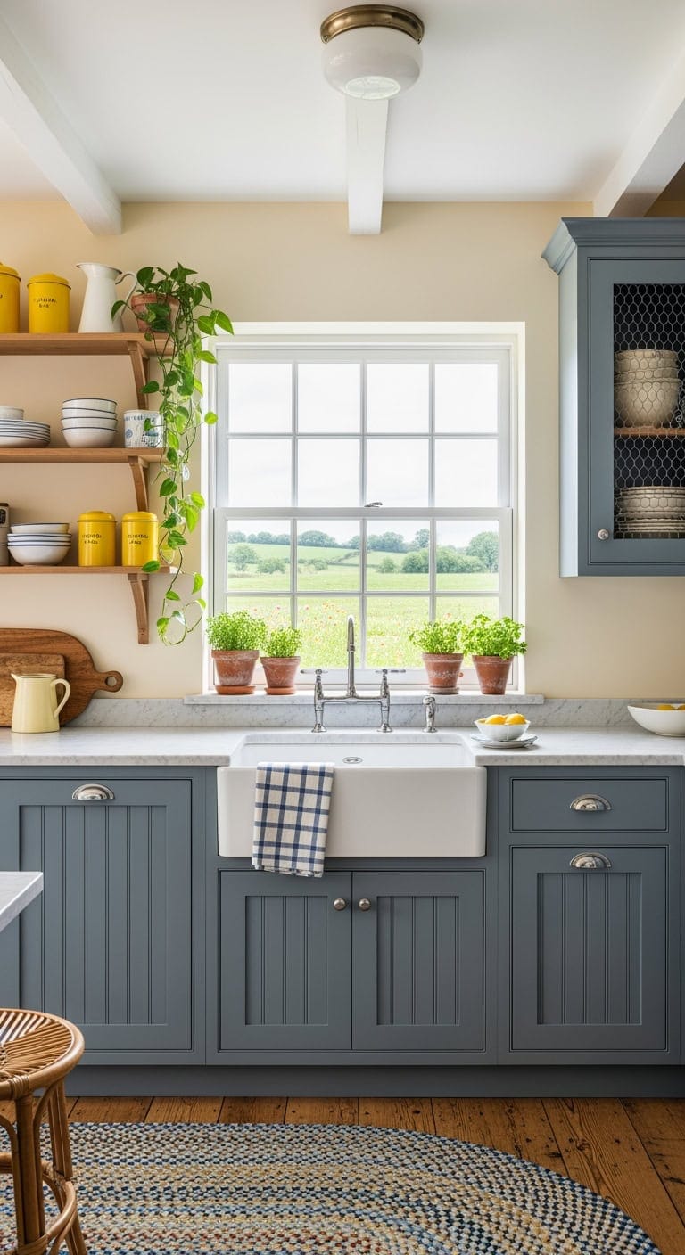 buttercream yellow and slate blue