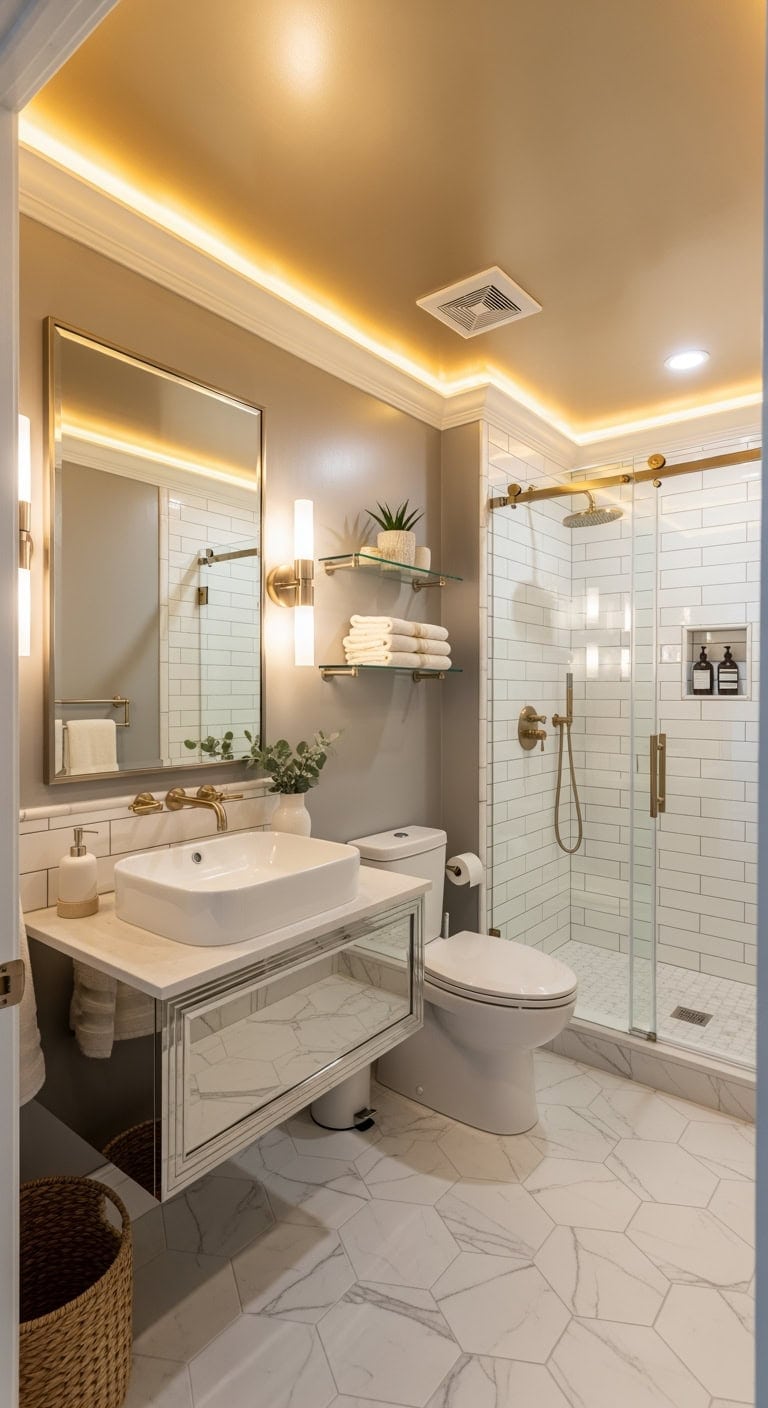 champagne gold platinum bathroom elegance