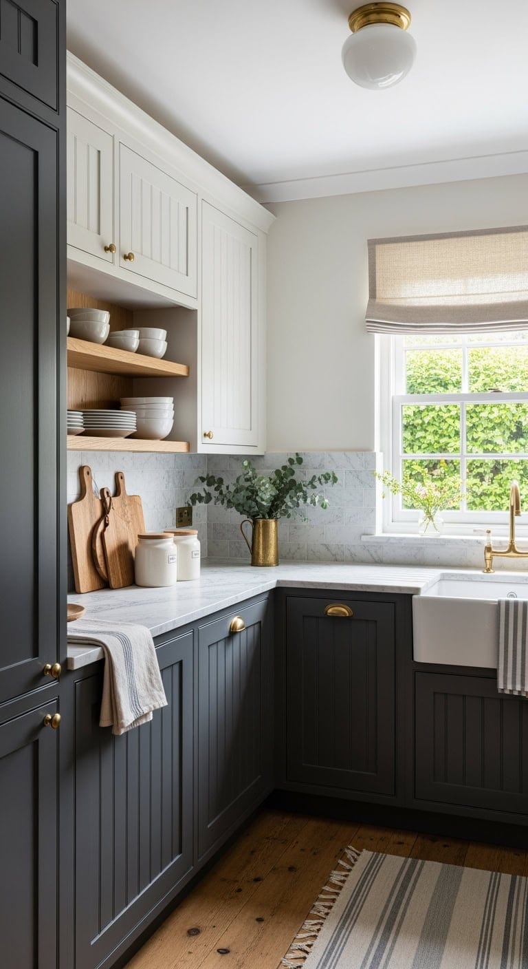 charcoal and cream cottage kitchen