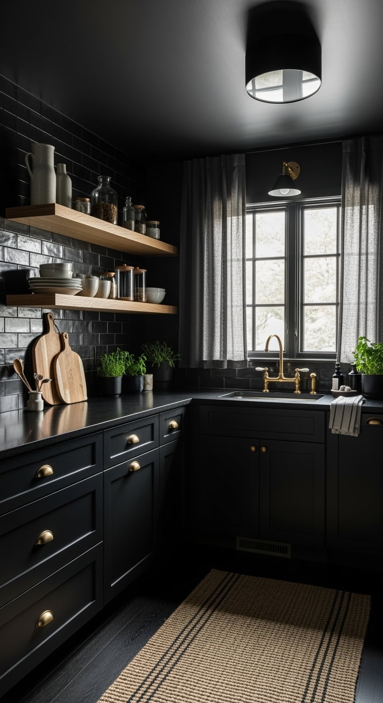 charcoal and honey moody kitchen