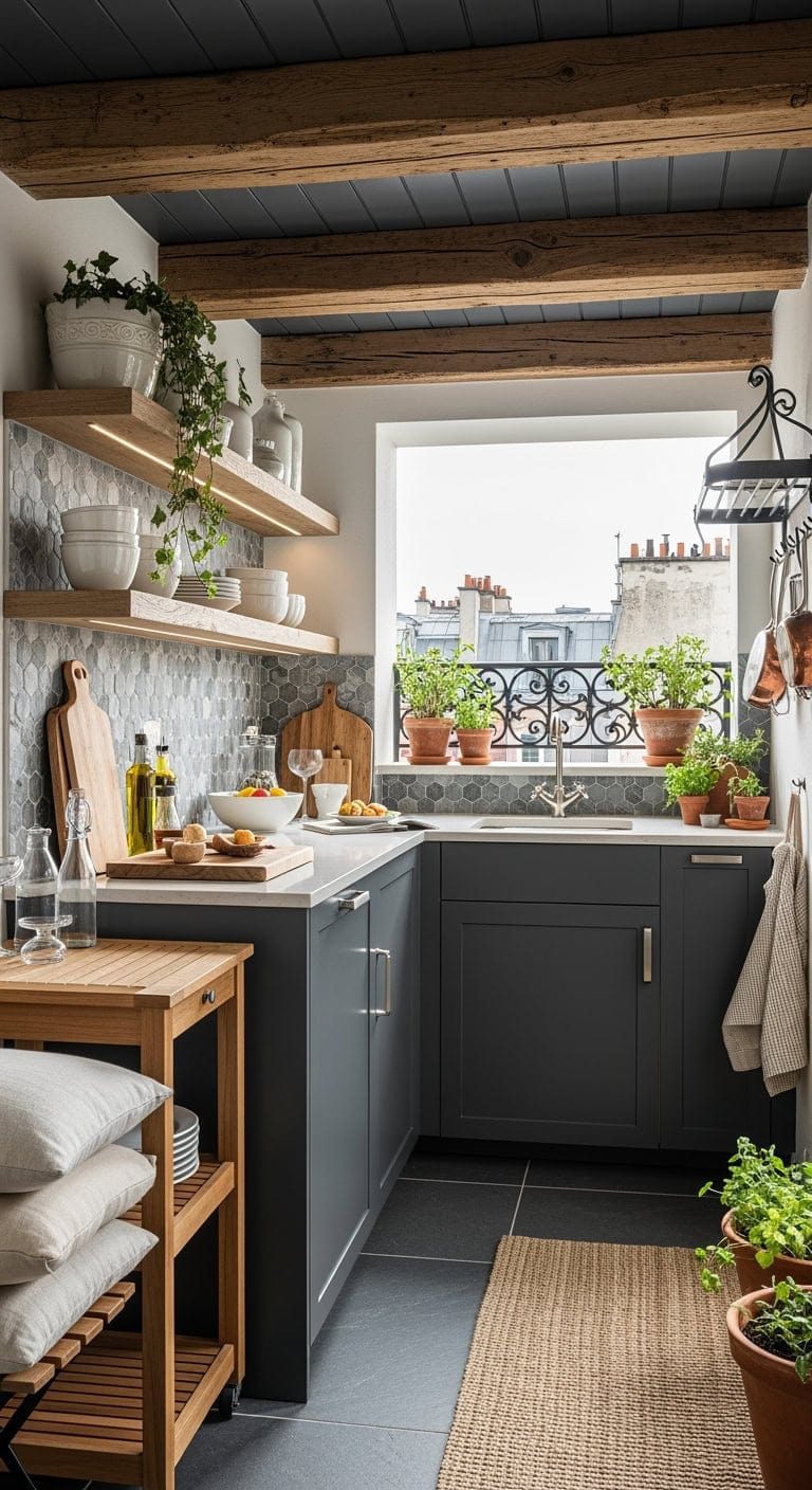 charcoal and ivory balcony bistro