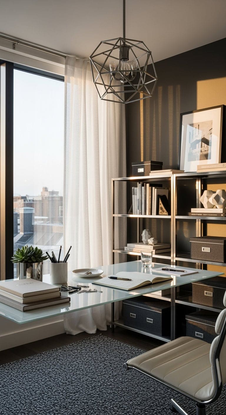 charcoal and white floating workspace