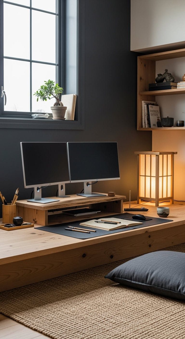 charcoal beige cedar zen