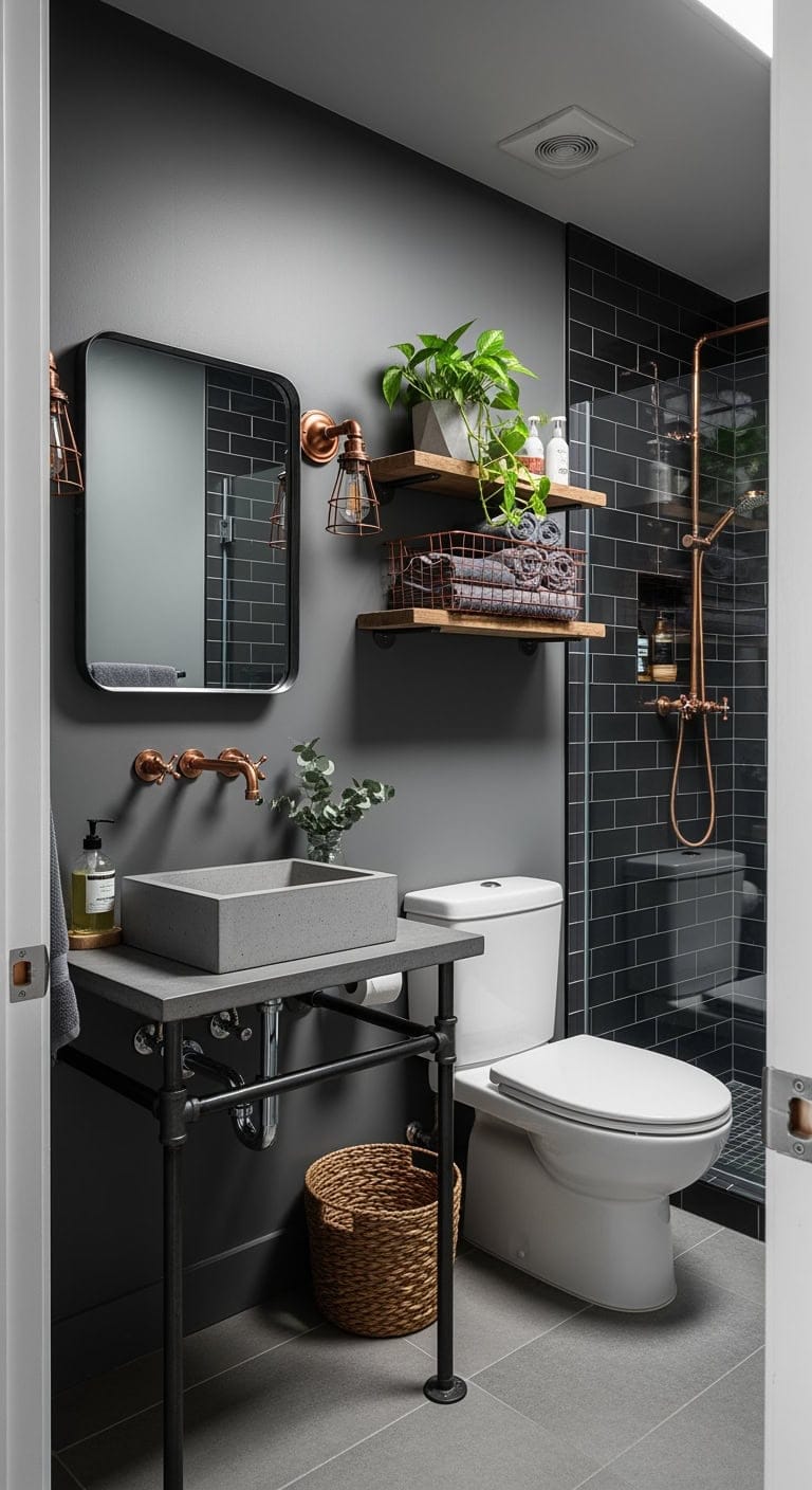 charcoal copper industrial loft