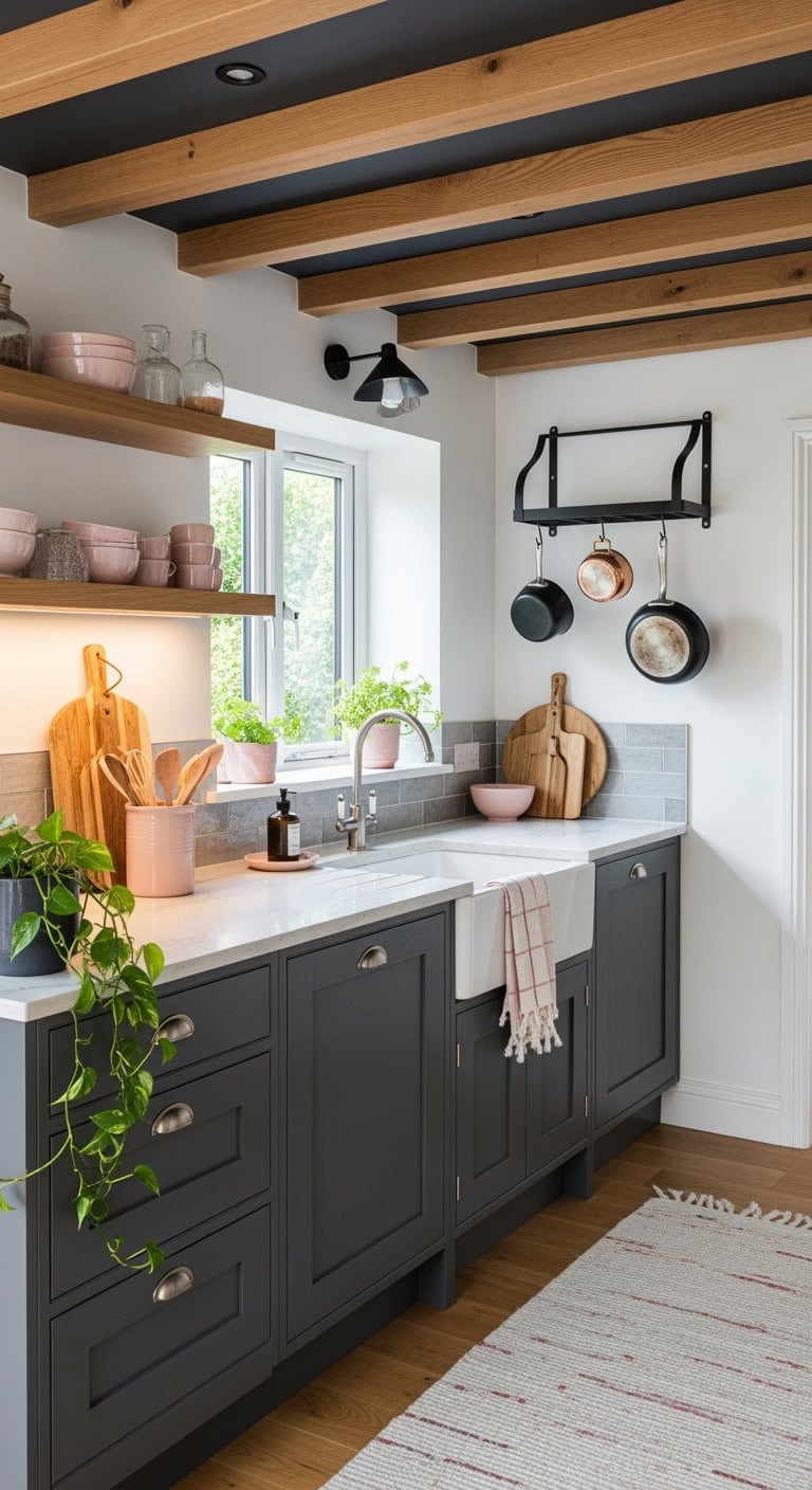 charcoal dusty rose oak