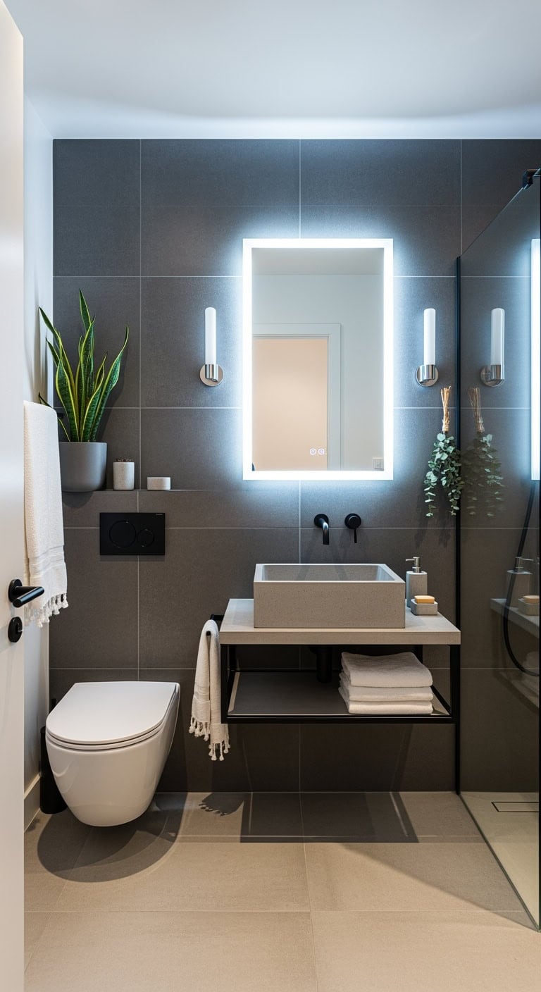 charcoal gray industrial spa