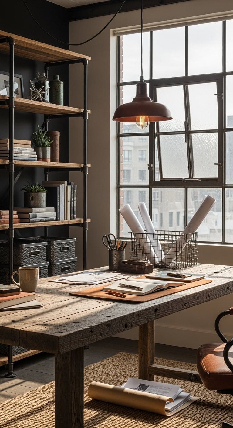 charcoal rust industrial office