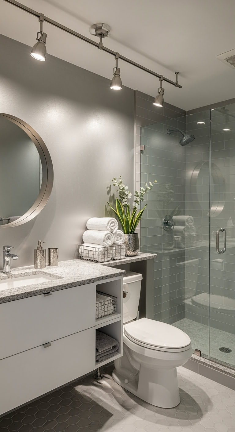 chrome and stainless modern bathroom lighting