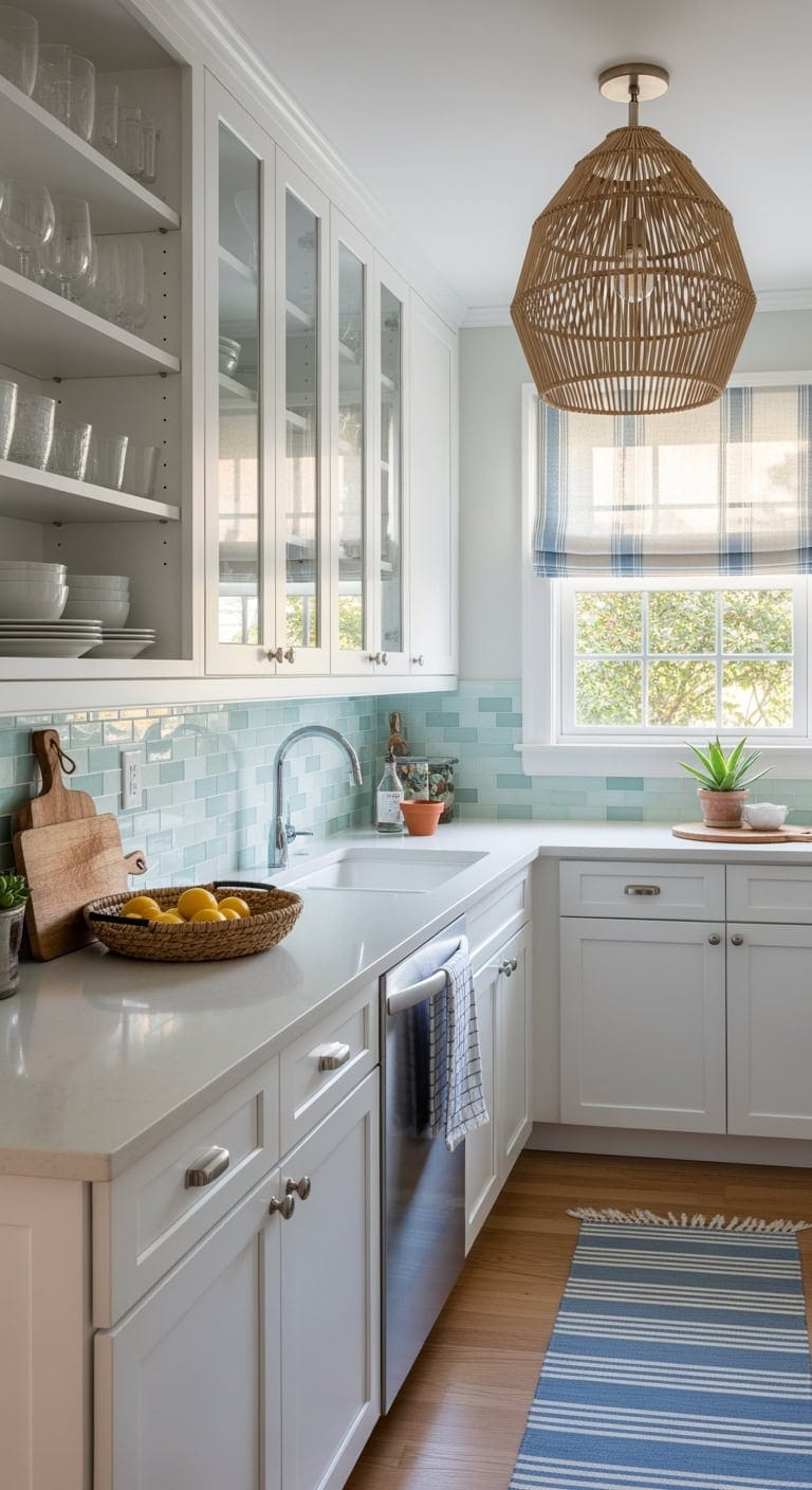 coastal airy glass front cabinets