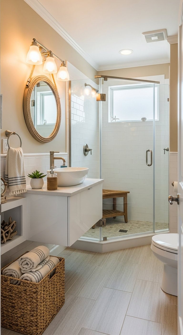 coastal chic corner shower