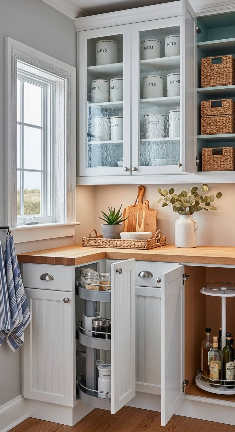coastal inspired compact cabinet makeover