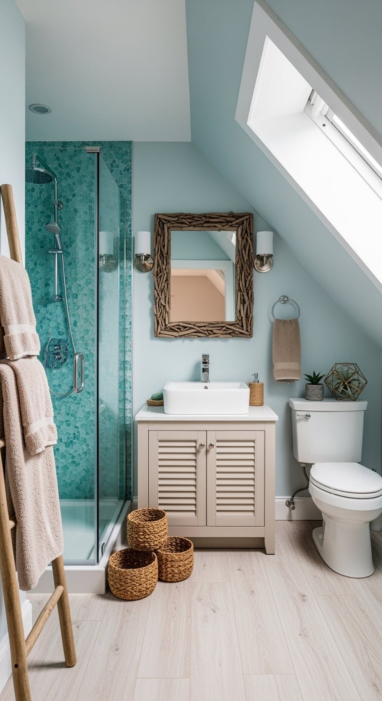 coastal seafoam pitched attic