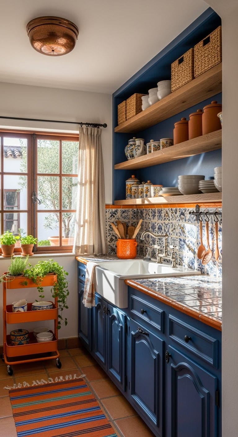 cobalt and sunset spanish kitchen