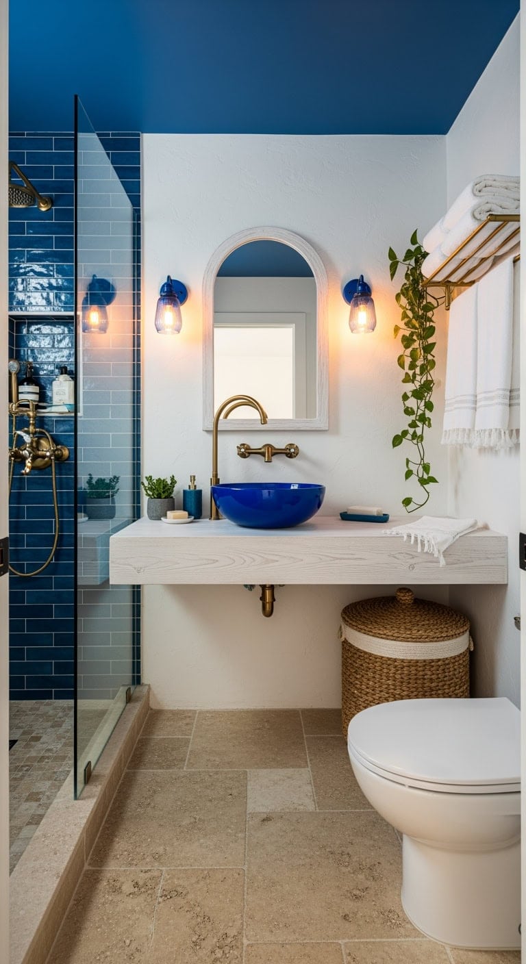 cobalt blue mediterranean bathscape