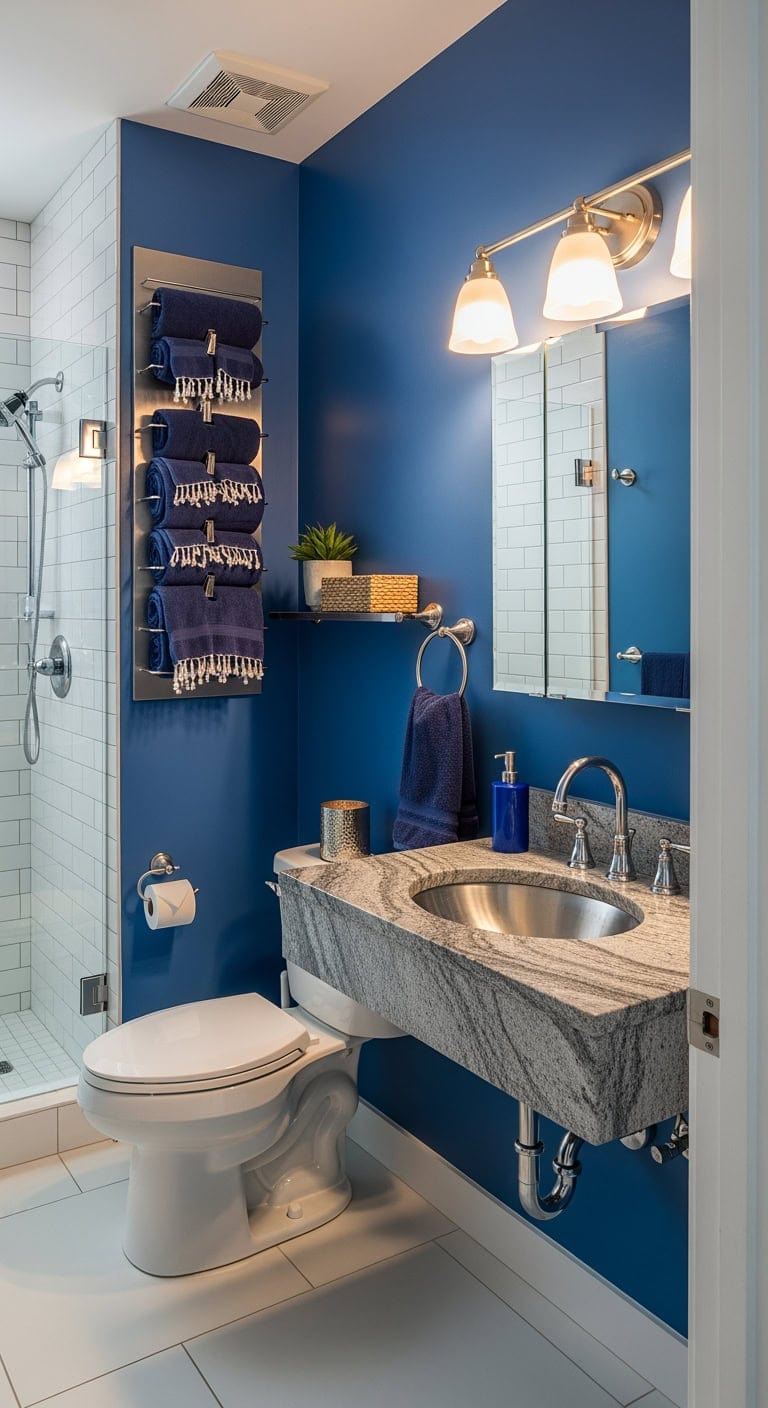 cobalt chrome industrial chic bathroom