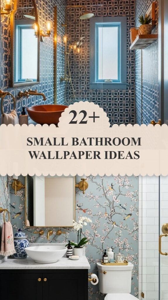 23 Small Bathroom Wallpaper Ideas That Add Personality and Pattern