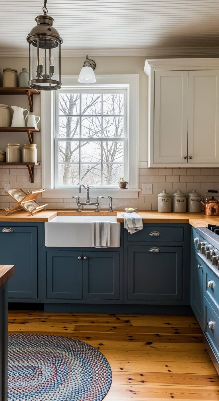 colonial blue farmhouse warmth