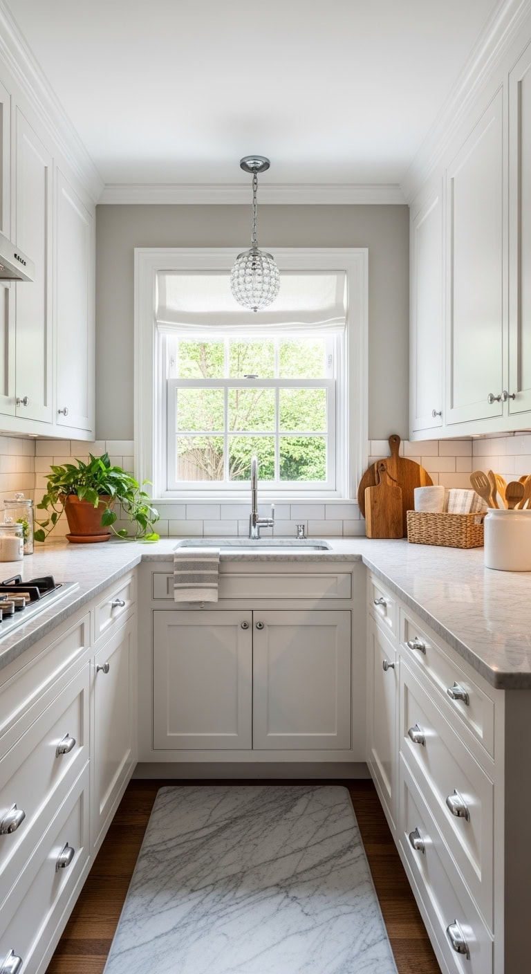 compact marble kitchen makeover