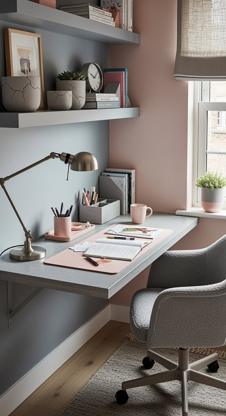 cool gray blush workspace