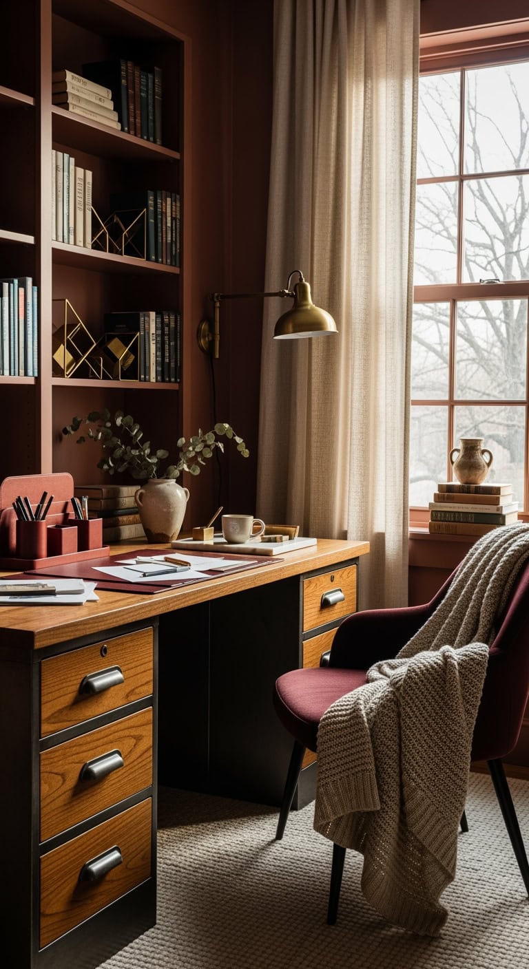 cozy maroon ecru retreat