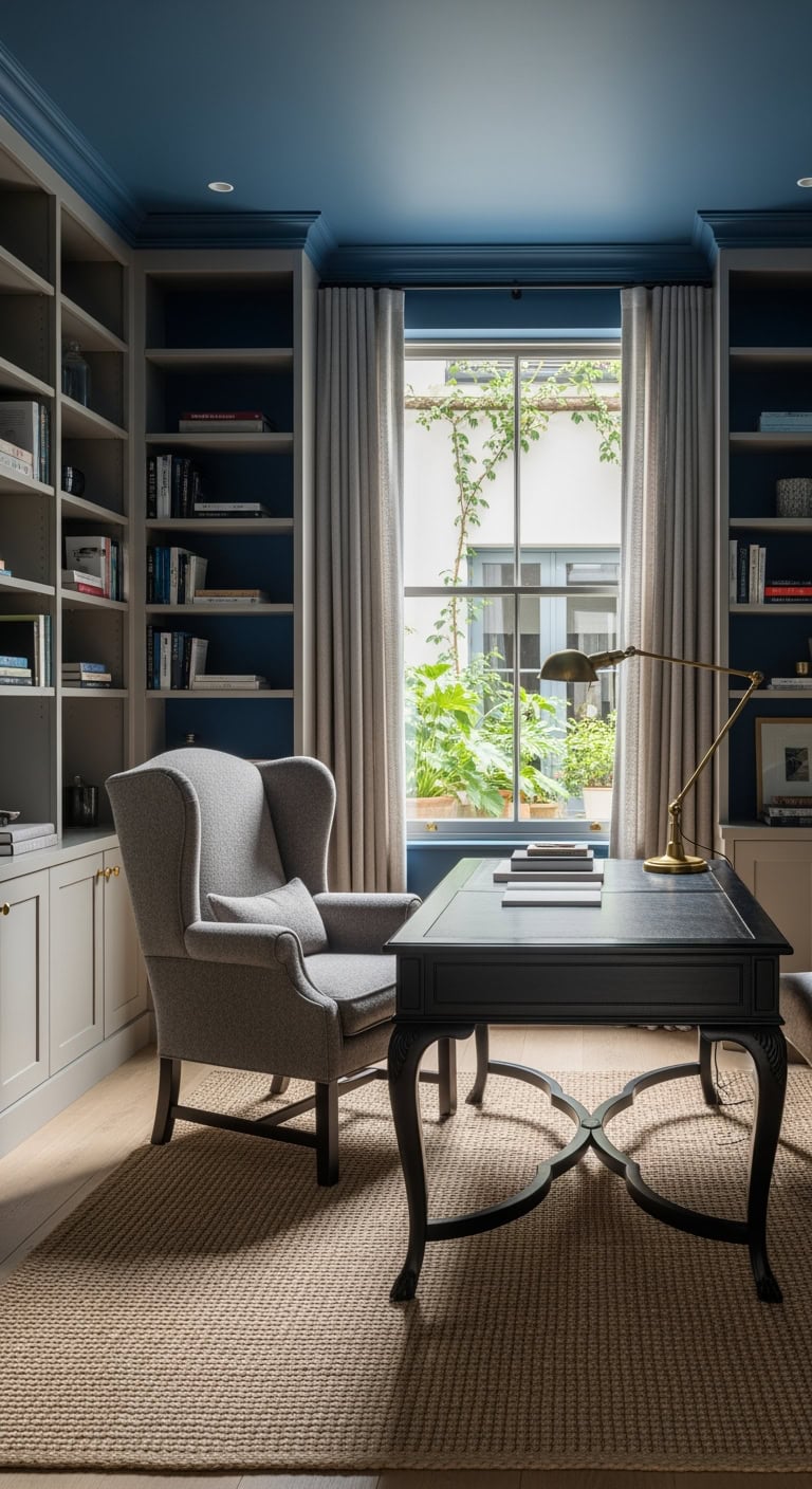 cozy productive home library