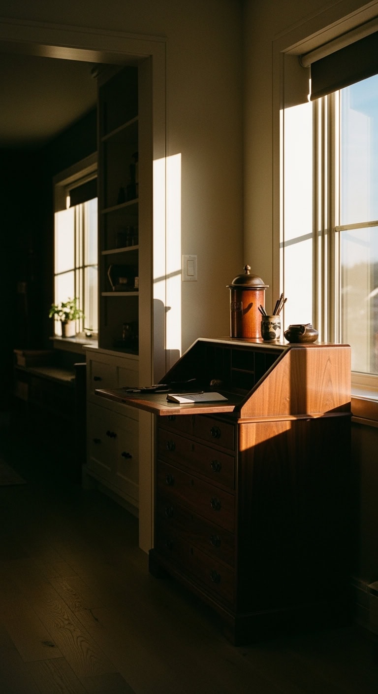cozy terracotta library retreat