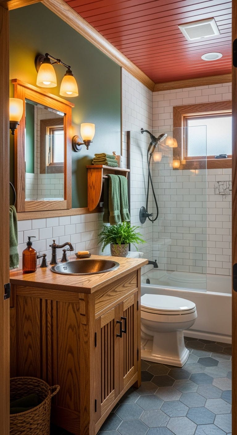 craftsman forest green amber brown