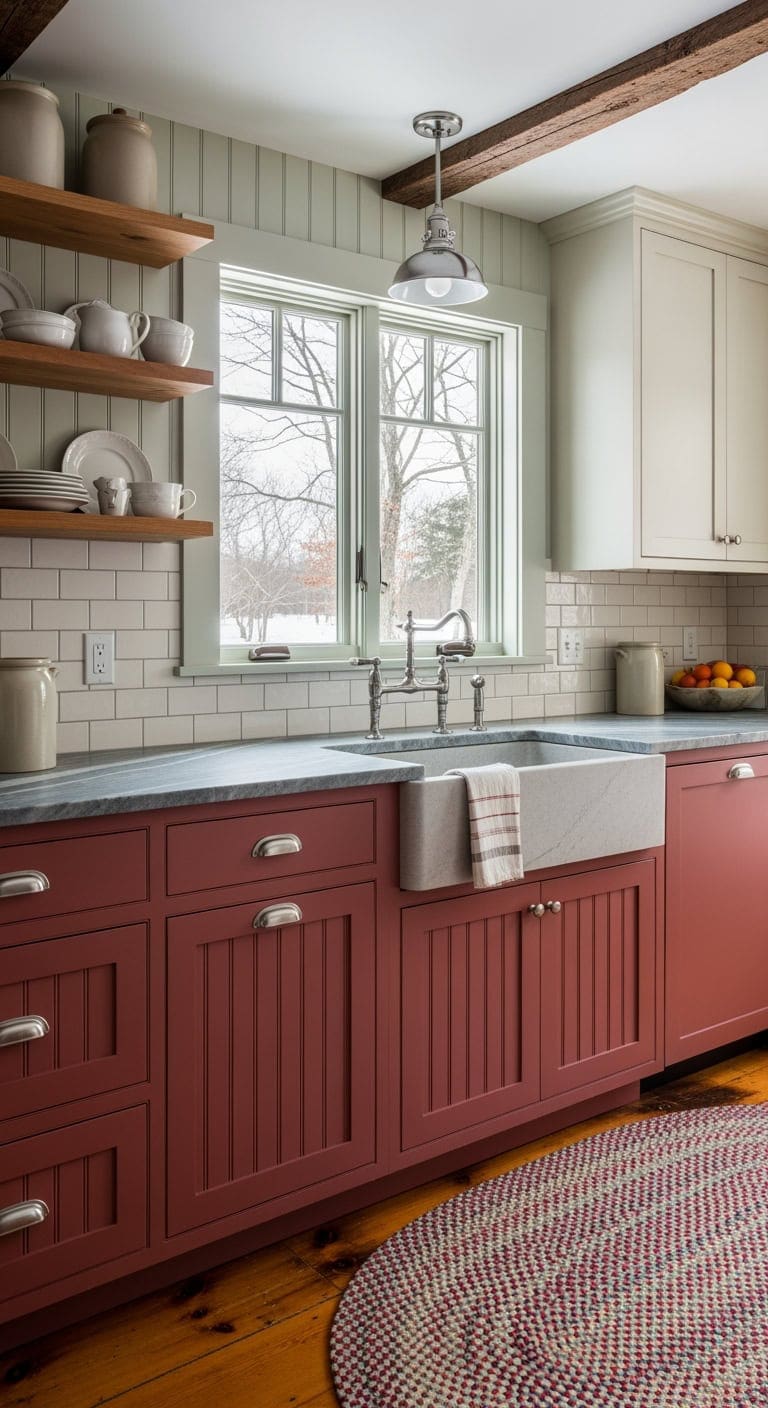 cranberry red beadboard cottage