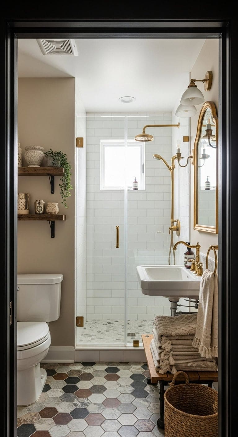 curated vintage with modern glass