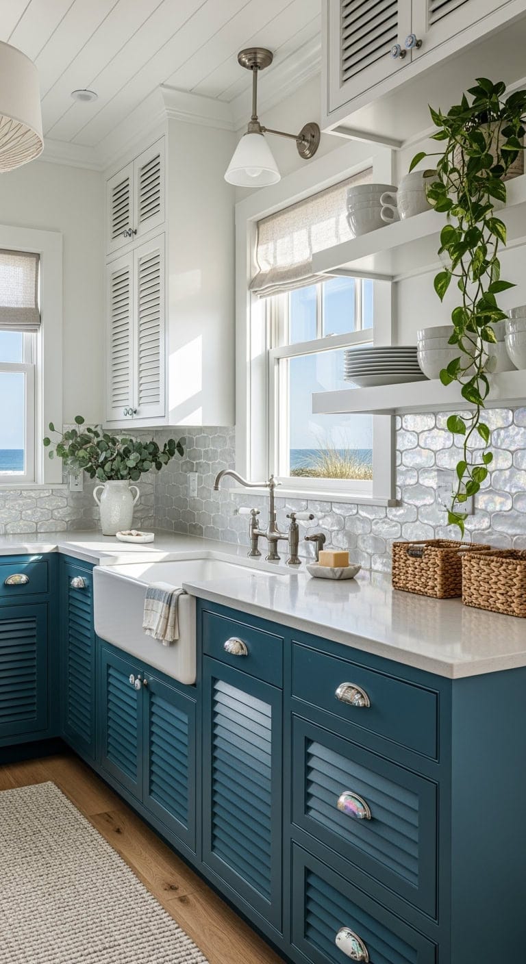 deep teal coastal kitchen retreat
