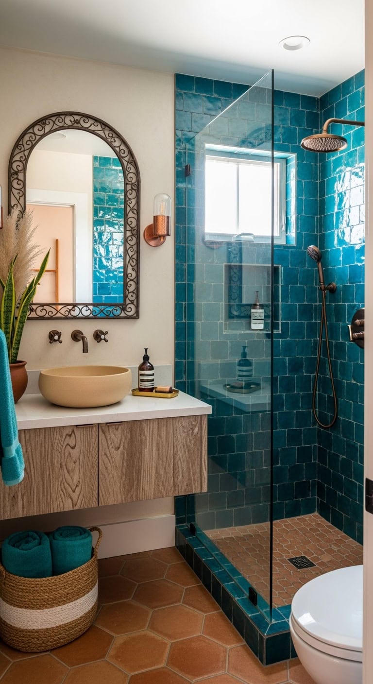desert turquoise zellige bathroom