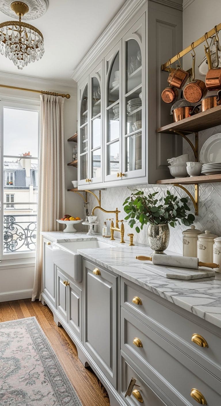 dove gray parisian gilded kitchen