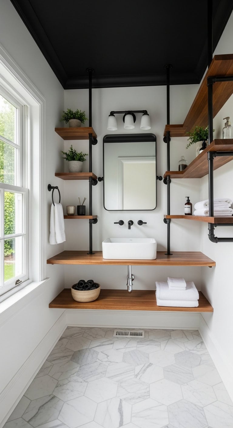 dramatic small black bathrooms