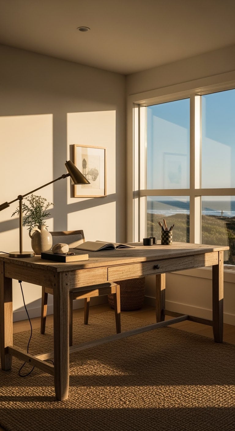 driftwood gray coastal workspace