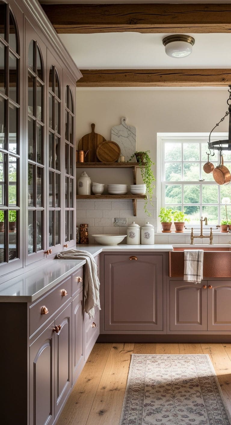 dusty plum french kitchen
