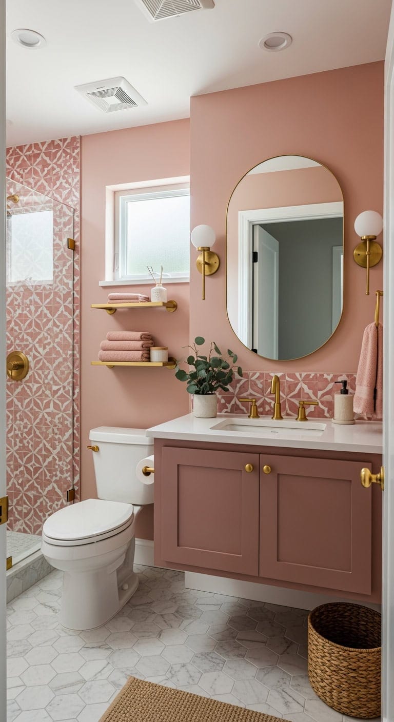 dusty rose oval mirror ensemble