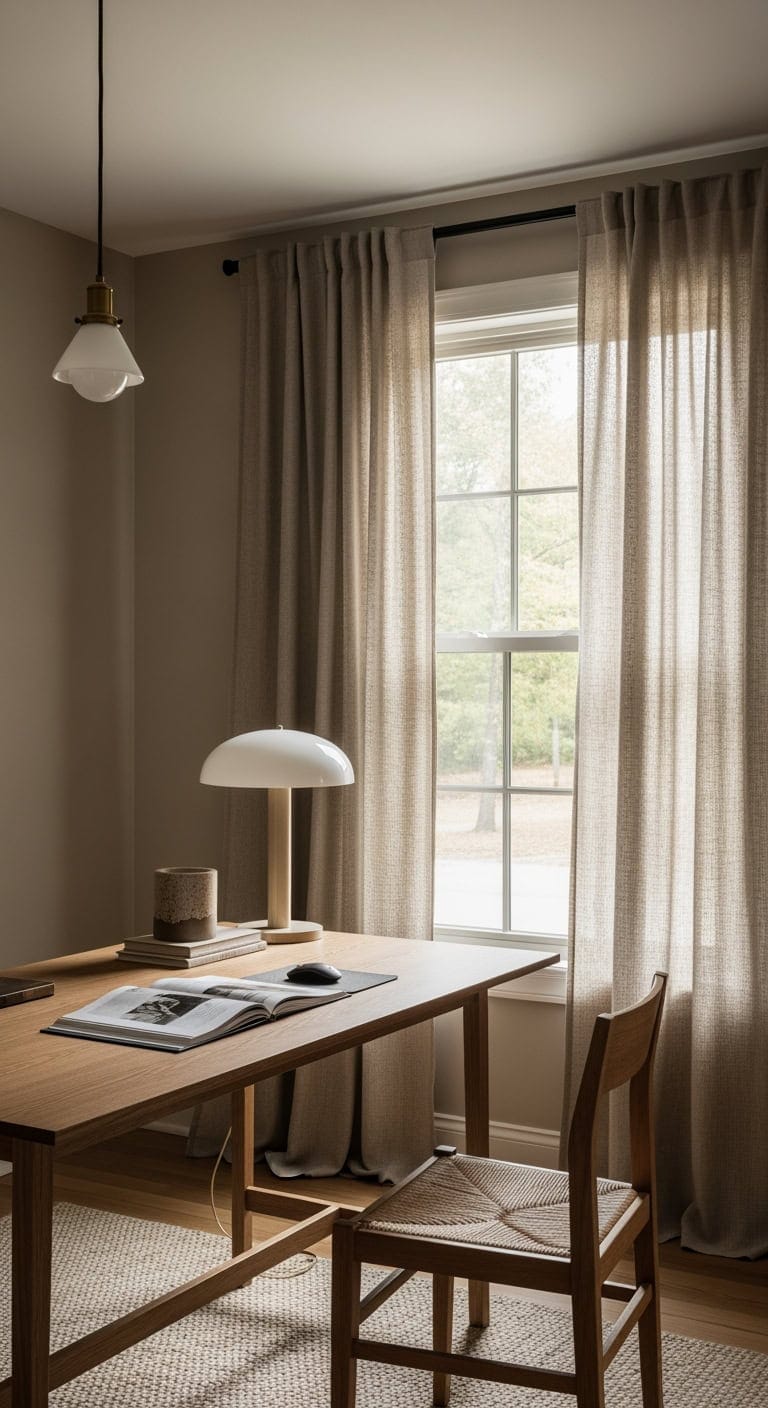 earthy minimalist teak workspace