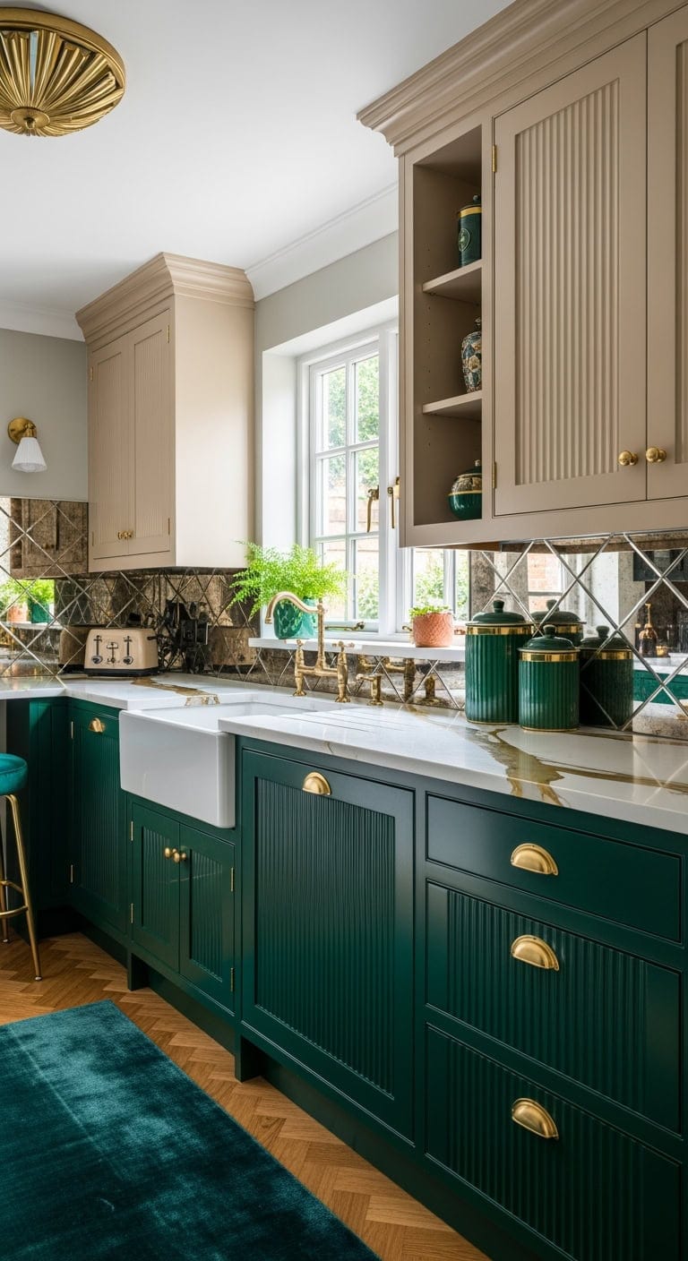 emerald and champagne art deco