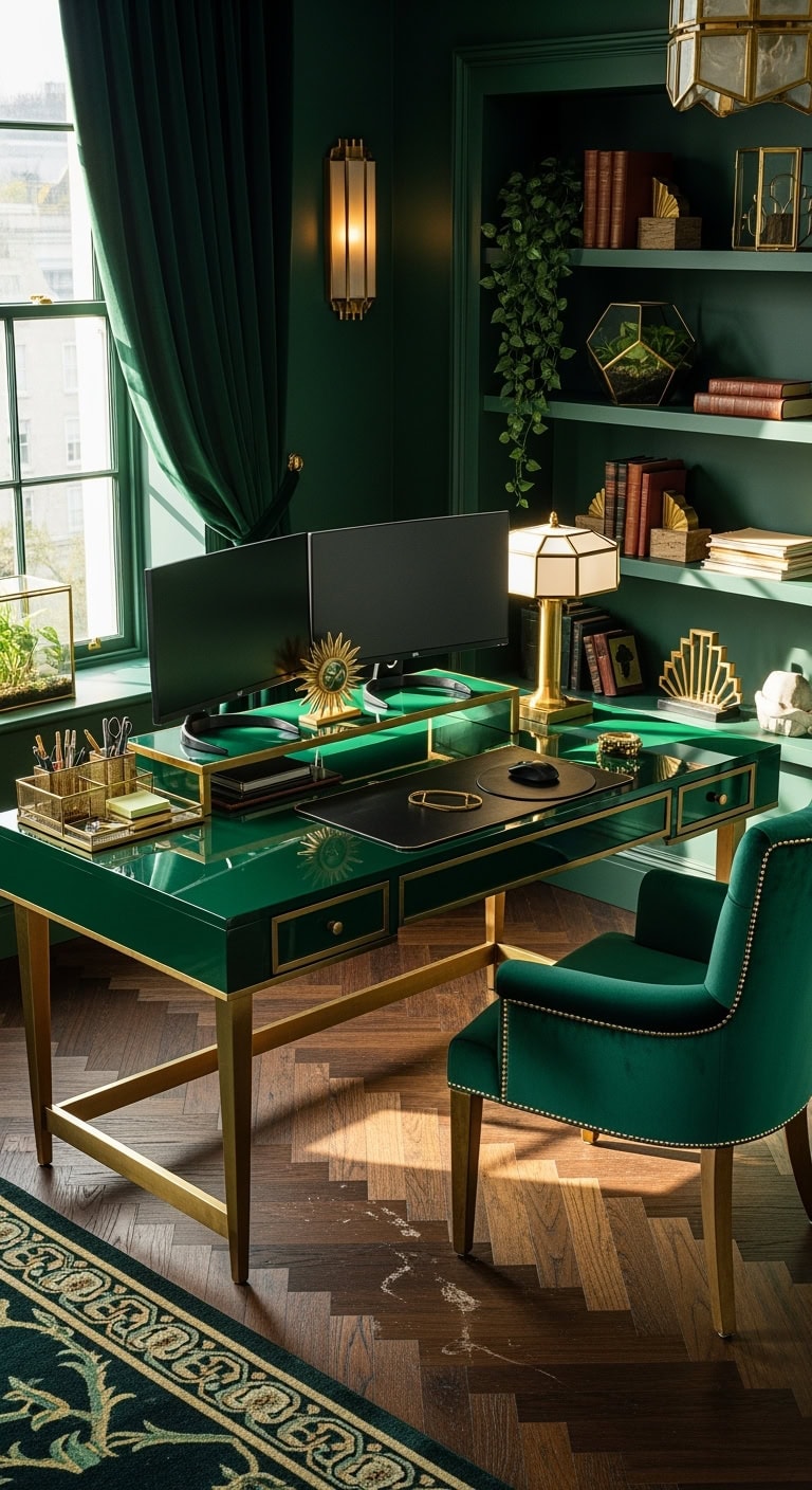 emerald gold art deco glamour