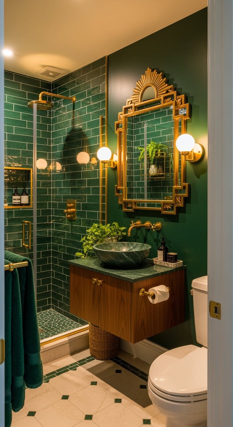 emerald green art deco glamour
