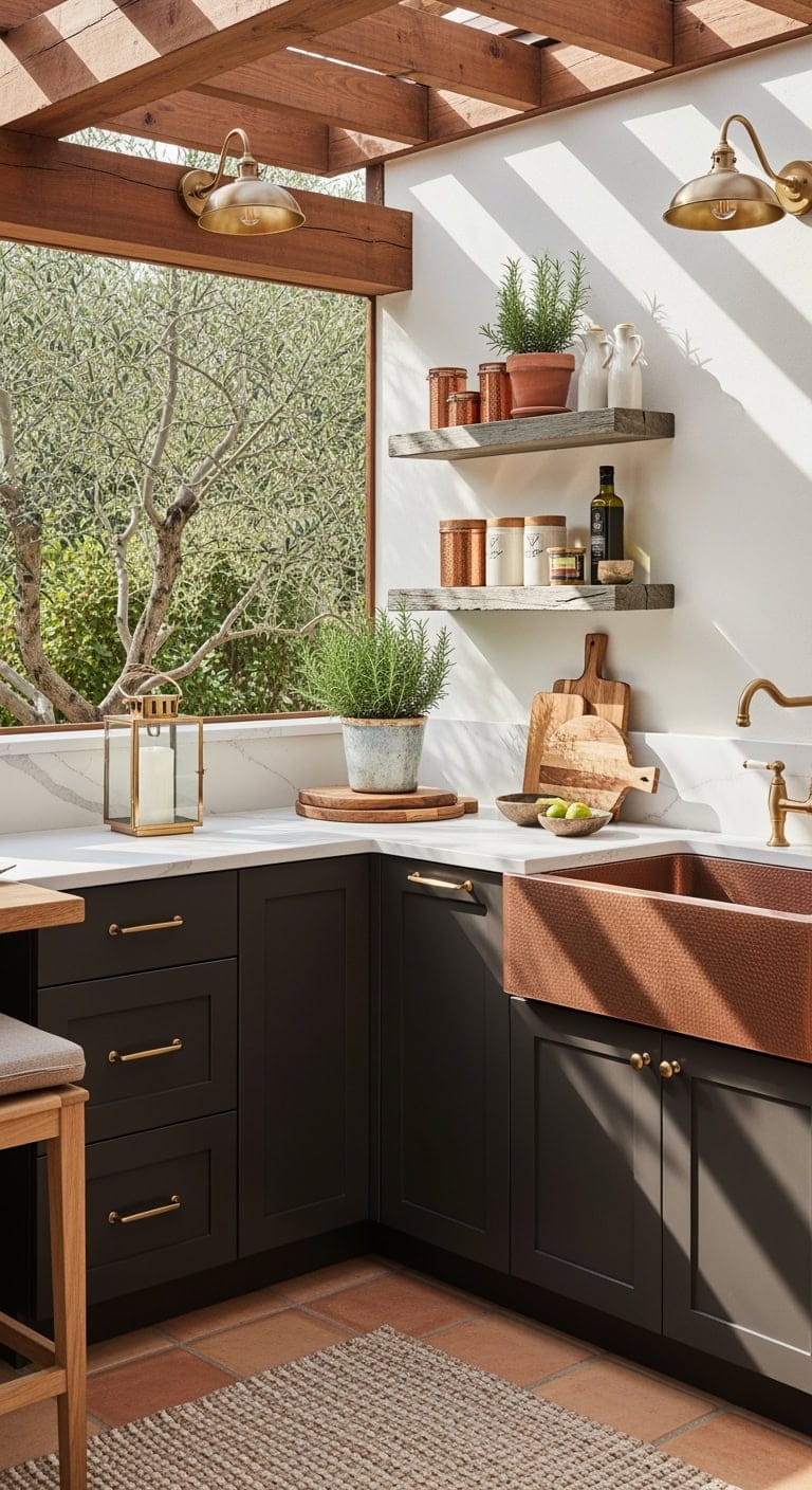 espresso gold copper corner